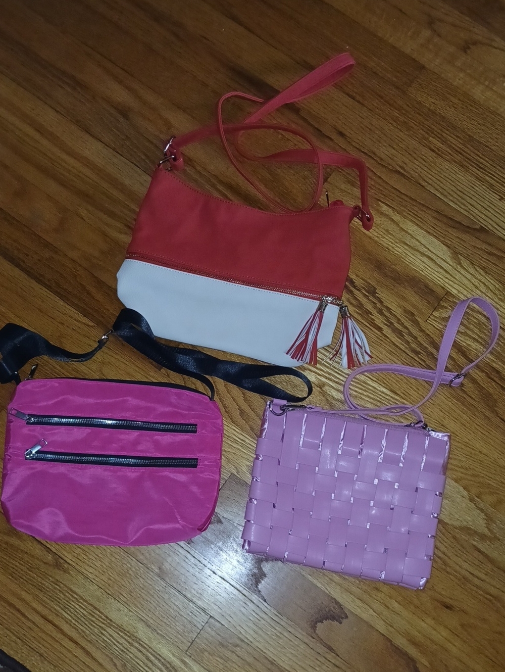 Bundle of Threr Pink & Red Shoulder or Crossbody Bags